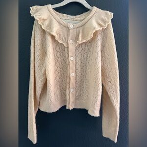Cream Ruffled kids Sweater